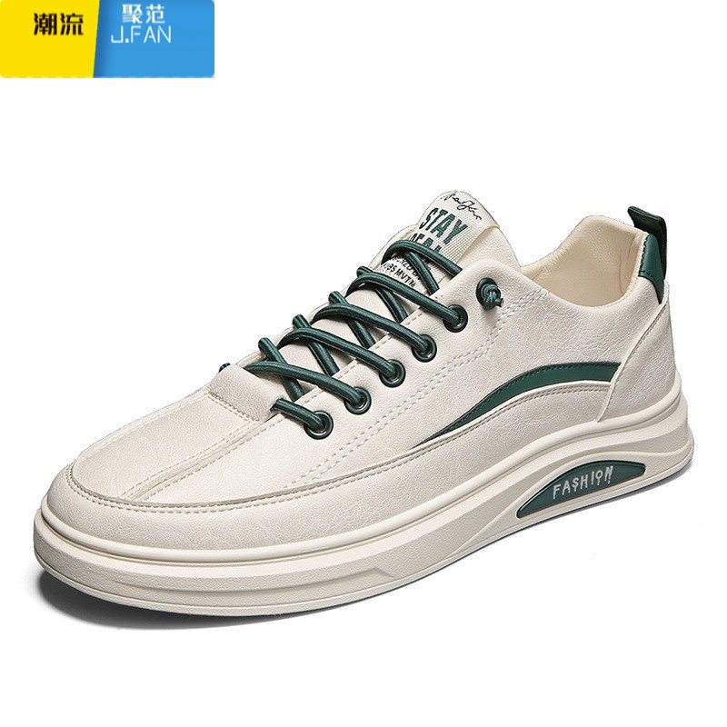 聚范2024新款男鞋运动鞋潮流百搭透气休闲皮鞋软底跑步鞋板鞋网面防水高清大图