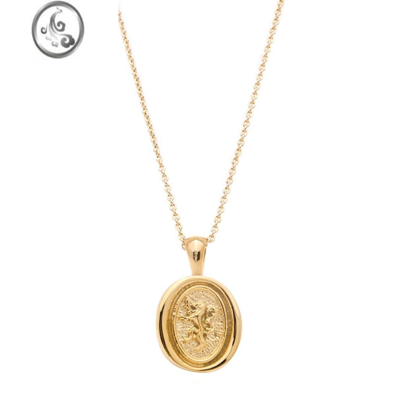 JiMi小众设计款狮子圆牌项链ins冷淡风百搭复古气质欧美个性毛衣链女