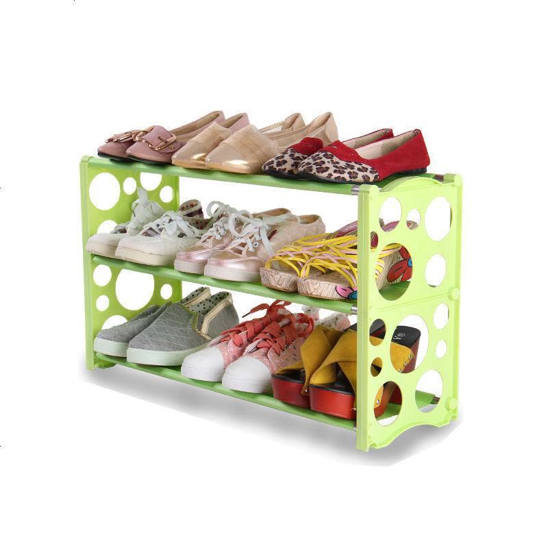 简易鞋架多层简易家用防尘组装经济型寝室宿舍小鞋架子收纳布鞋柜 三层典雅黑(竹型)图片