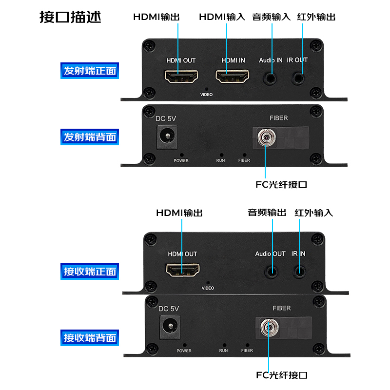 信特安XTA301HF HDMI光端机单模20KM光纤延长器1路视频环出音频单芯FC接口HDMI光纤传输器发射+接收器