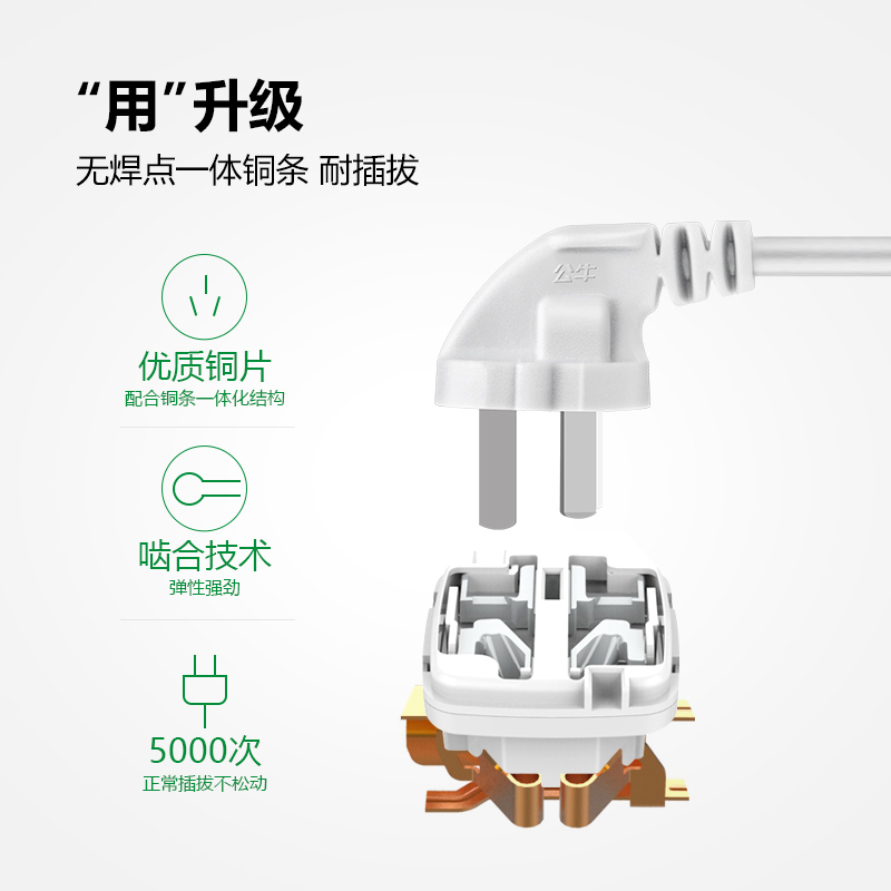 公牛(BULL)插座 B5060带儿童防触保护门电源接线板 插排插座 拖线板 6插位 新国标 全长3米