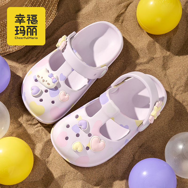 幸福玛丽猫咪洞洞鞋儿童拖鞋女童夏季新款防滑耐磨儿童女孩沙滩凉拖鞋