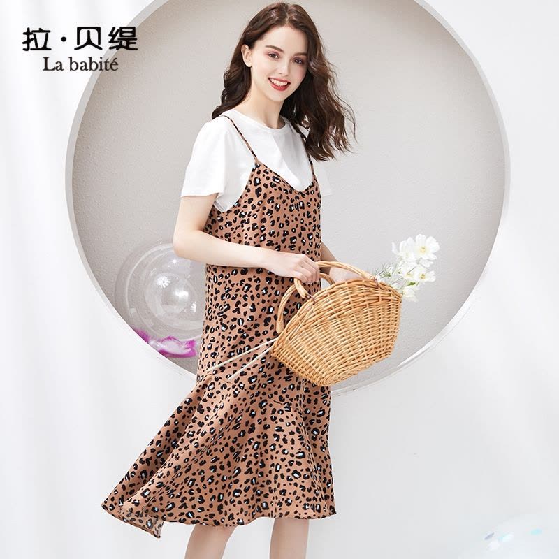 拉夏贝尔拉贝缇吊带连衣裙子女装夏季新款法式复古裙过膝很仙图片