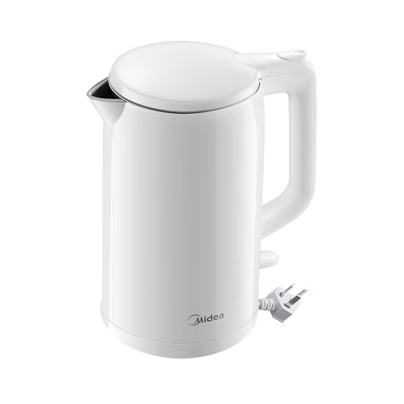 美的(Midea) 电水壶 1.7L 双层防烫 304不锈钢 大容量 AEK1769 纯色注塑 极地白 1500W高清大图