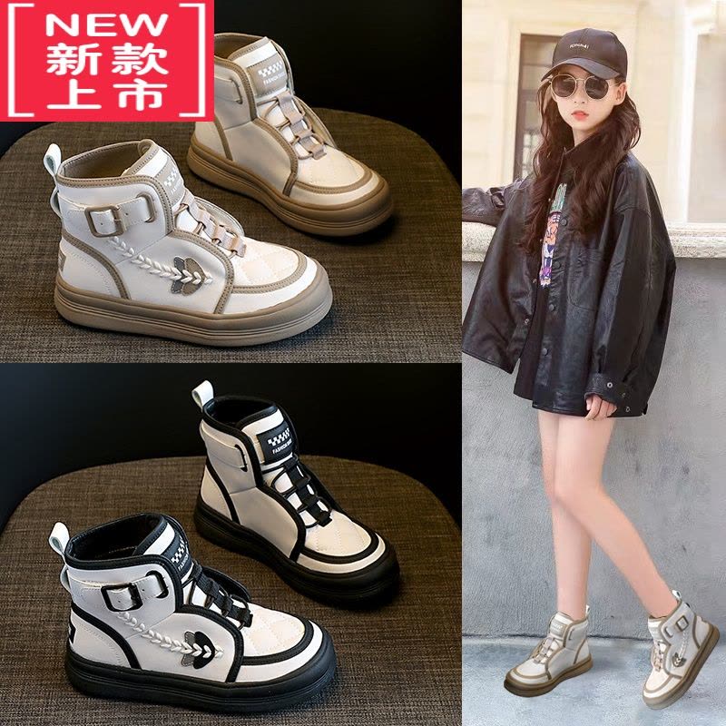 可莉允女童短靴2022年秋冬新款儿童靴子马丁靴二棉加绒中大童女童鞋冬季图片