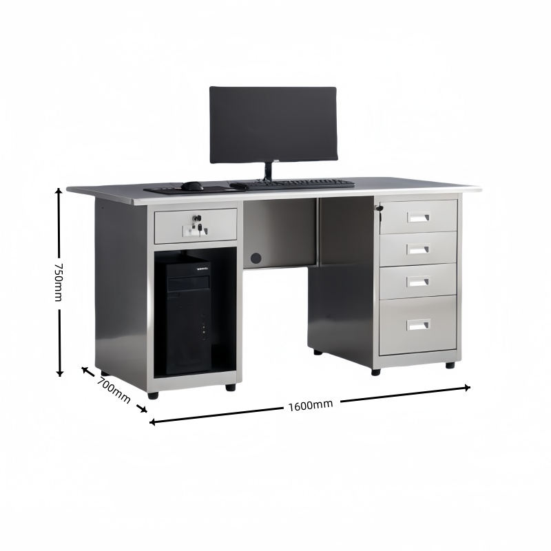 攸形304不锈钢电脑桌1600*700*750mm台高清大图