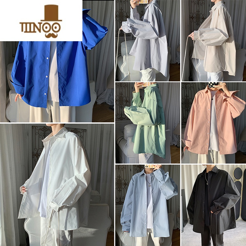 YANXU克莱因蓝秋季衬衫男ins港风oversize潮牌感防晒情侣e莱长蓝高清大图