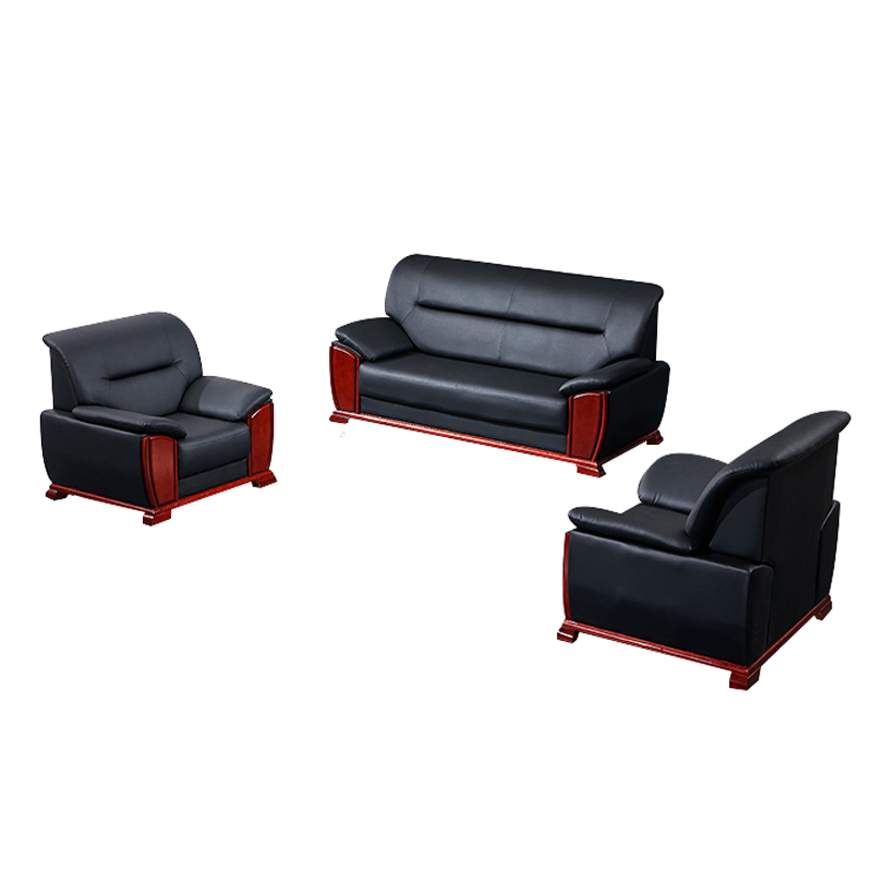 三金鑫 办公家具办公沙发会客接待商务洽谈中式沙发商务传统办公沙发 西皮单人位+单人位+三人位