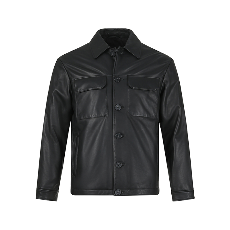 阿玛尼emporioarmani秋冬款男士羊皮革夹棉夹克皮衣上衣外套h41r80e1