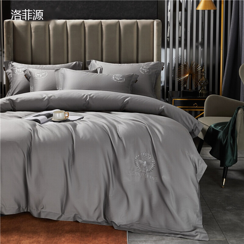 洛菲源四件套柏拉图-灰色 规格:床单250*250被套200*230枕套48*74*2高清大图