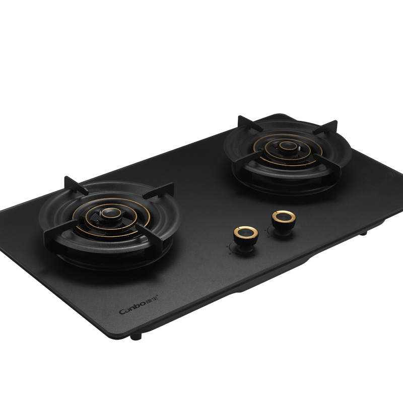 康宝燃气灶(液化气) 家用聚能三环火5.0KW 嵌入式台式两用灶具 黑色磨砂闪金钢化玻璃面板灶具JZY-Q250-Y5