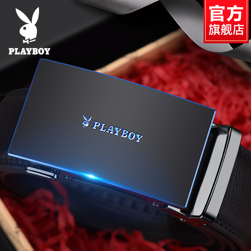 花花公子皮带男士2024新款牛皮腰带真皮自动扣休闲年轻人商务裤带 款式六 120cm