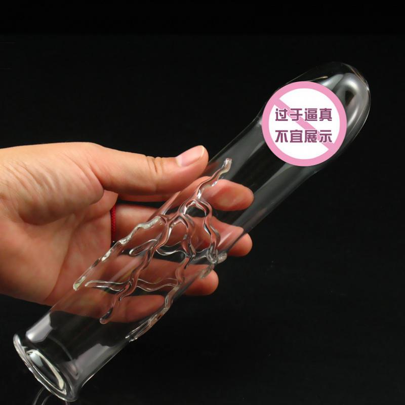 空心玻璃阳具套管冰火灌水新玩法防真阳具女用自玩加长套成人BYT0高清大图