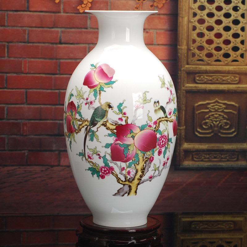 074景德镇陶瓷花瓶粉彩山水花鸟系列家居装饰花瓶摆件工艺品【价格图片
