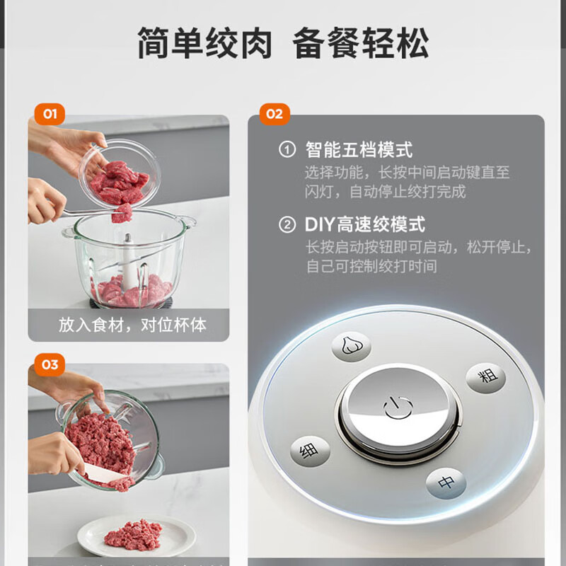九阳九阳绞肉机2.2L家用绞馅机辅食机多功能碎肉机新品S22-LA427高清大图
