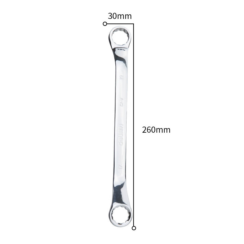 得力(deli)DL33218 专业级镜面双梅花扳手 双头呆扳手板子 汽修机修工具 17*19MM