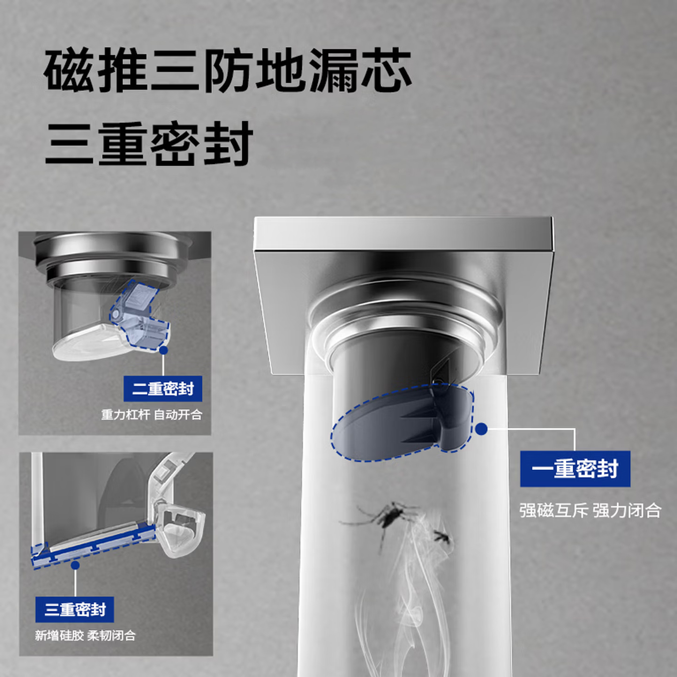 九牧（JOMOO）地漏40管径迷你地漏铜合金大流量小户型80*80mm小管径地漏92541/92542/92545高清大图