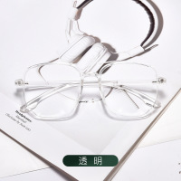 尚境新款学生时尚方框TR90眼镜架超轻复古多边形框可配高度近视镜 透明色防蓝光1.56
