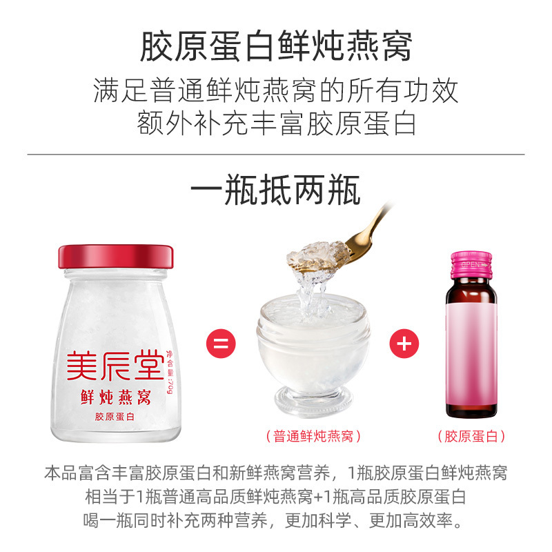 美辰堂胶原蛋白鲜炖燕窝70g*7瓶孕妇即食滋补燕窝