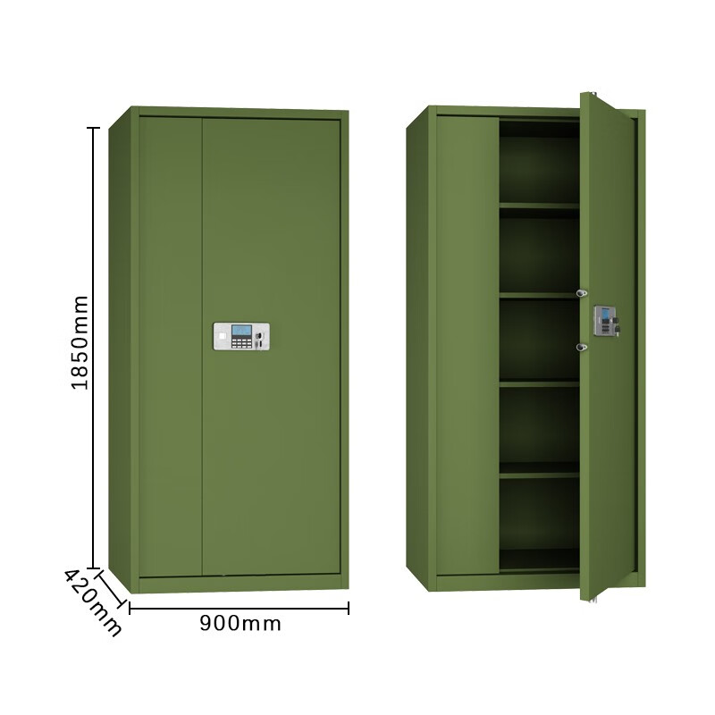 质凡 军绿色保密柜/通门无抽屉电子锁 /ZF-BMG004/900*420*1850mm高清大图