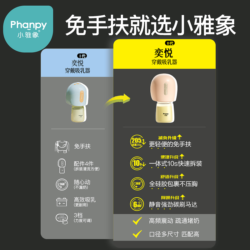手扶吸奶器奕悦二代电动单双边便携一体式全自动集母乳挤奶器 黛尔粉+PP储奶瓶-2个装高清大图