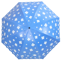 天堂伞 凝脂绸黑胶修花边江南镜花公主三折晴雨伞太阳伞 青蓝 36049E（BY）