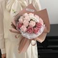 维诺亚玫瑰花束生日礼物毕业送女朋友妈妈仿真假花香皂肥皂花情人节礼物 B368(19朵+礼袋贺卡)中号花