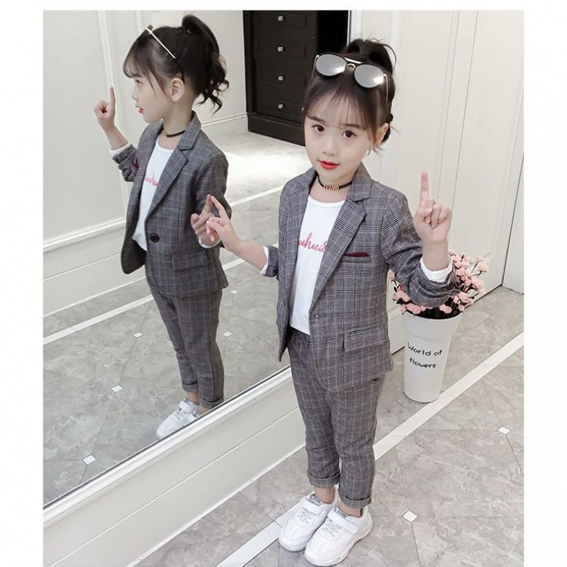 女童秋装套装新款洋气时髦网红西装中大童儿童春秋女孩西服潮