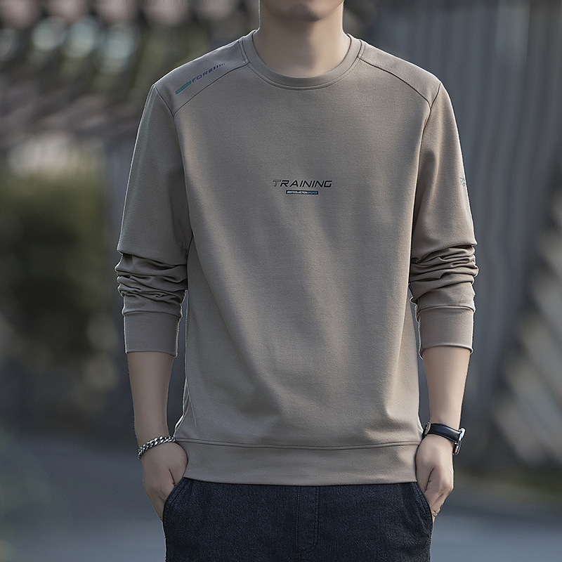 长袖卫衣男春秋季新款圆领卫衣男韩版宽松男式罗马布上衣休闲运动
