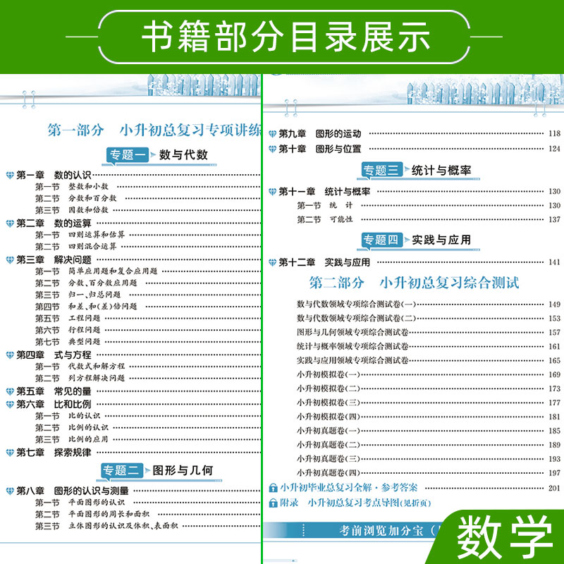 数学 [友一个正版]2022小升初 毕业总复习全解 数学通用版 五六年级升学专项训练工具书 教材全解数学总复习资料 提分高清大图