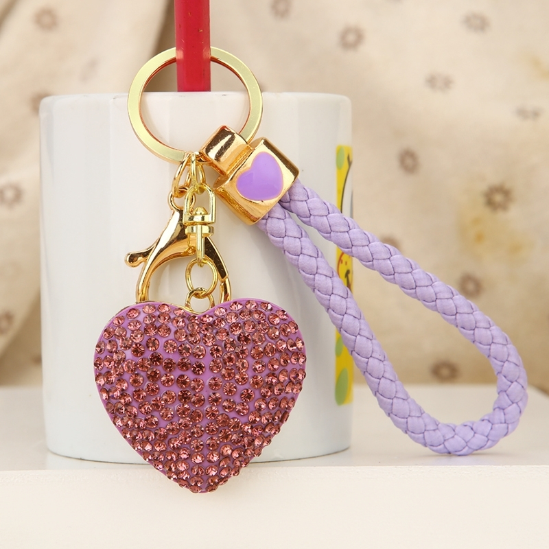 水钻水晶小爱心形汽车钥匙扣女男韩国可爱创意包挂件钥匙链圈礼品bv