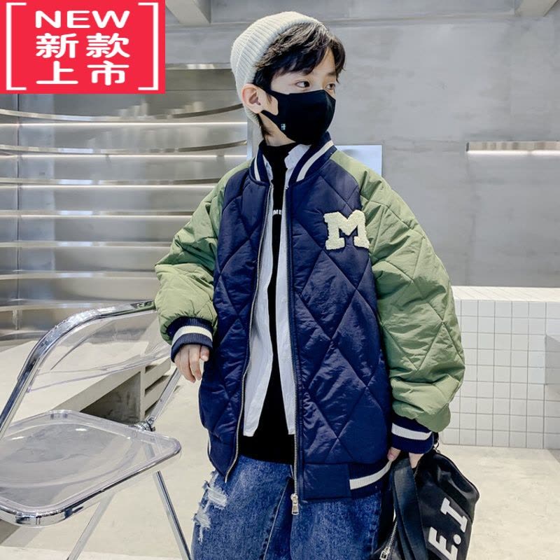 可莉允男童棉服冬款2022新款儿童冬季装夹棉薄外套中大童洋气二棉棒球服图片