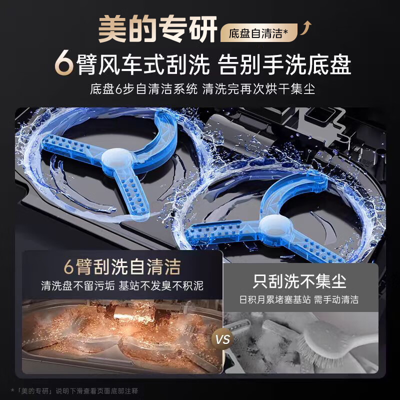 美的(Midea)扫地机灵眸V15Pro扫地机器人炭灰色扫拖洗烘一体全自动柔性机械臂毛发克星 上下水版高清大图