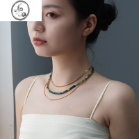 JiMi原创设计寂静夏天绿色松石项链轻奢小众夏季彩色串珠锁骨链女颈链