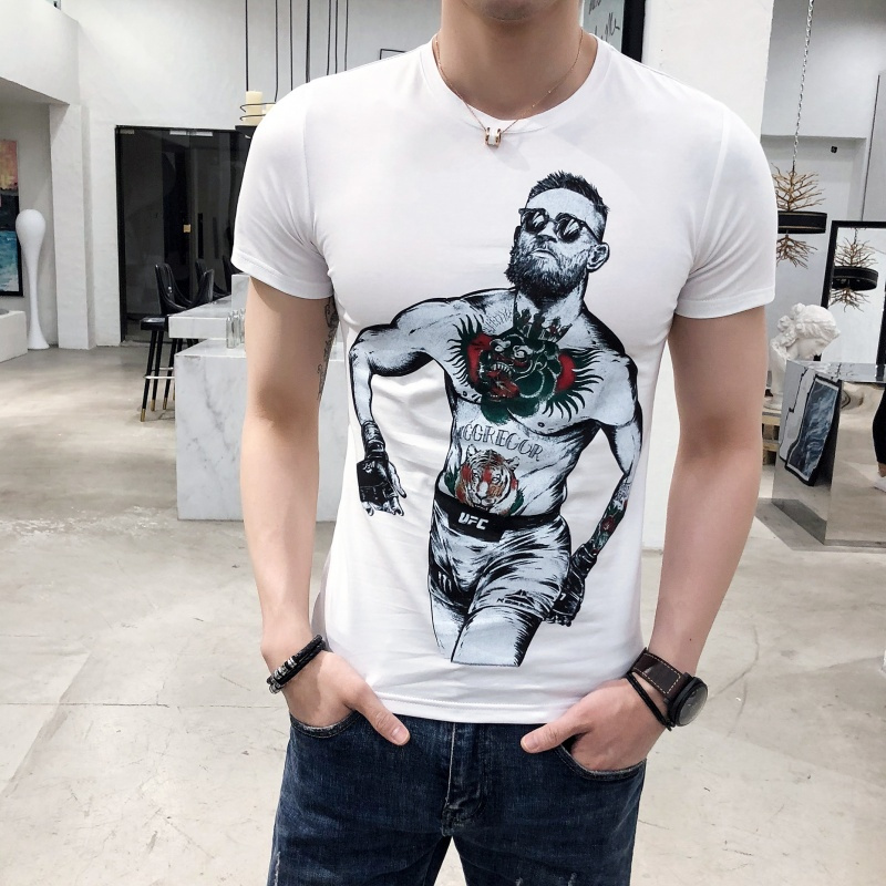 硬汉腹肌衣服夏款肌肉男T恤性感男装 时尚夜店紧身短袖体恤