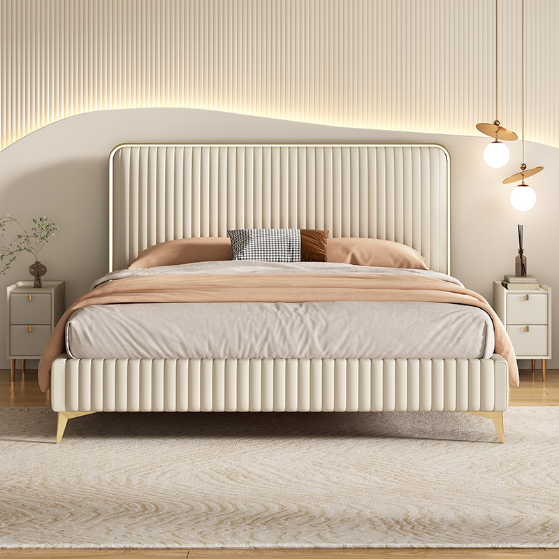 法依兰意式轻奢真皮床现代简约主卧室极简大床1.