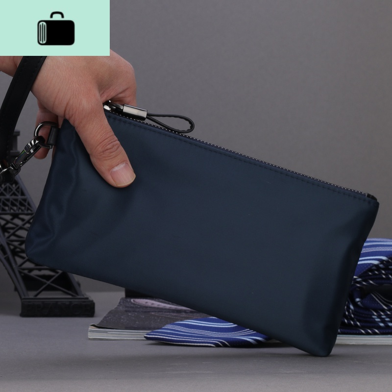 男士手包手拿包手抓包手腕包拎牛津布帆布信封手机包长款钱包拉链NEWLAKE 蓝色无标