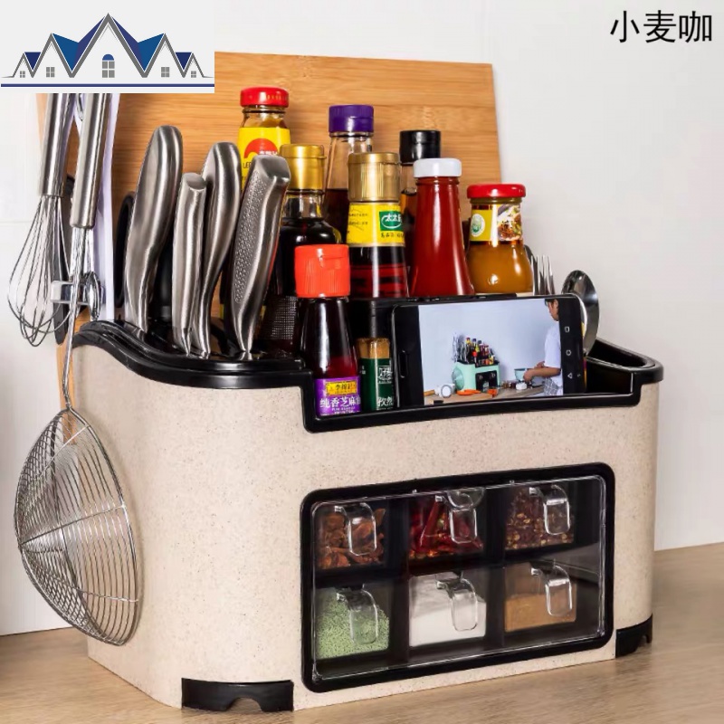 厨房置物架调味料收纳盒架子调料架调味品刀架用品油盐酱醋收纳架 三维工匠高清大图
