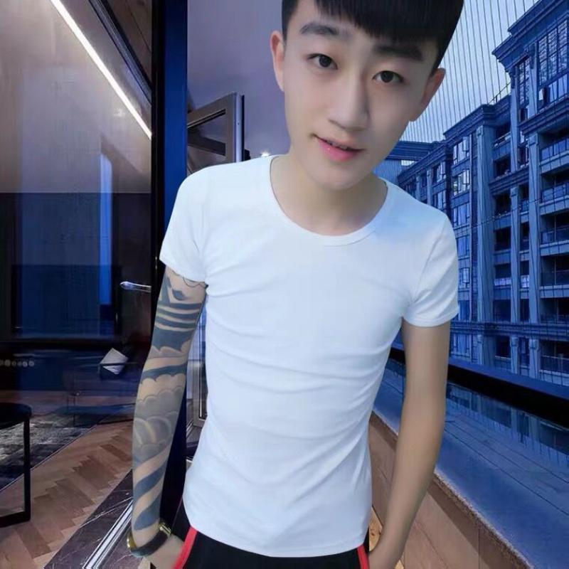 社会人精神小伙短袖t恤男修身潮流网红紧身半袖抖音潮牌ins上衣服威珺