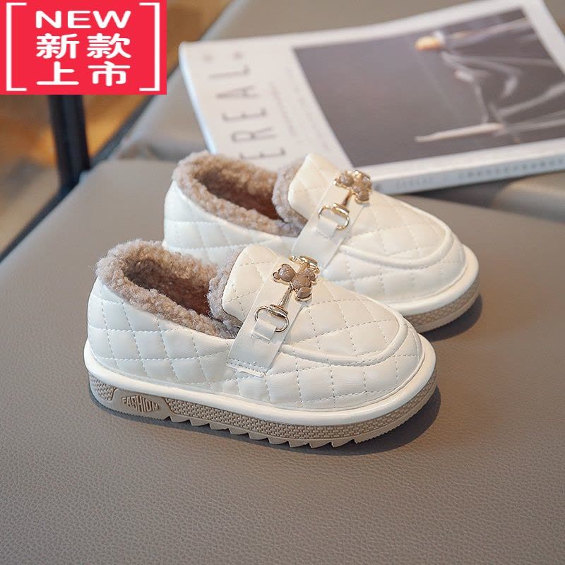 可莉允女童棉鞋2022年冬季新款加绒加厚保暖防滑雪地靴中大童公主豆豆鞋图片
