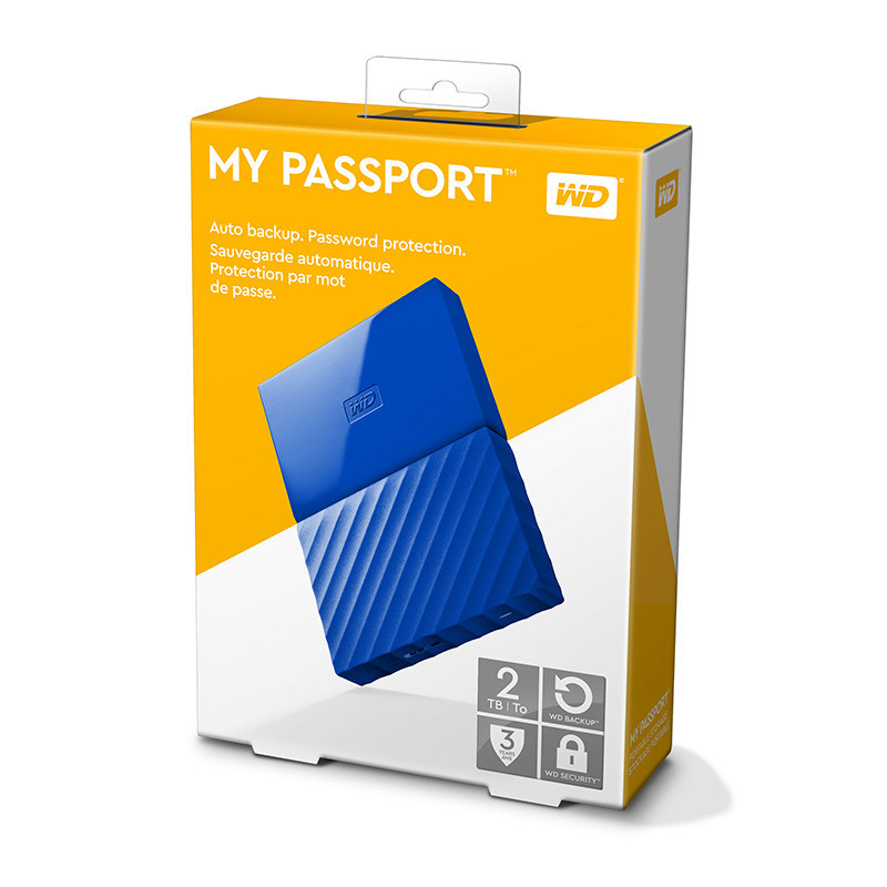 西部数据(WD)My Passport 2TB 2.5英寸 贵族蓝 移动硬盘 WDBS4B0020BBL-CESN