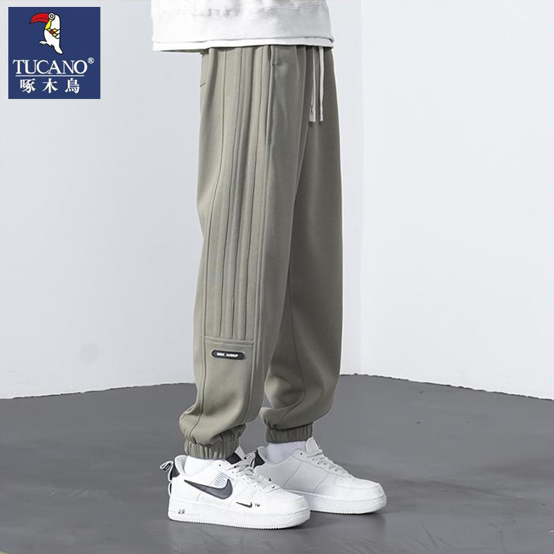 啄木鸟男士运动裤秋季新款宽松潮流秋冬款裤子男休闲束脚抽绳卫潮高清大图
