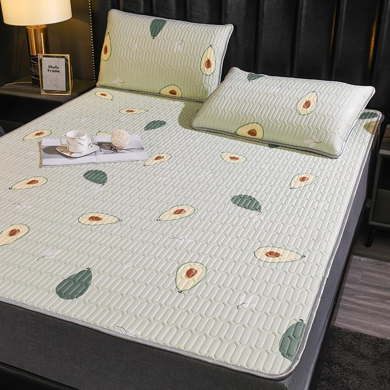 家柏饰(CORATED)可水洗乳胶天丝空调软席1.8m床夏季折叠冰丝凉席1.5米席子三件套 牛油果 2.0m（6.6英尺）床