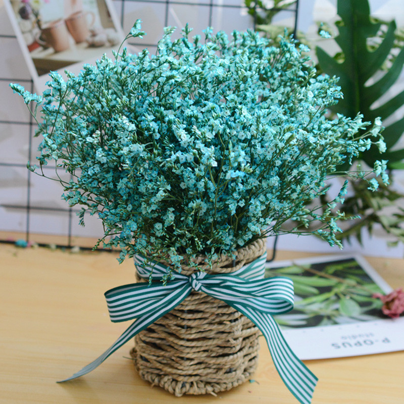 花艺干花束家居装饰摆设套装创意客厅花束摆件-粉勿+原水(编织盆套装)