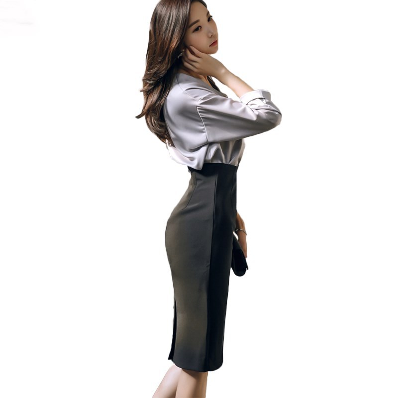 暖青汇包臀职业半身裙女春季新款黑色西装裙工作装高腰一步裙中长款