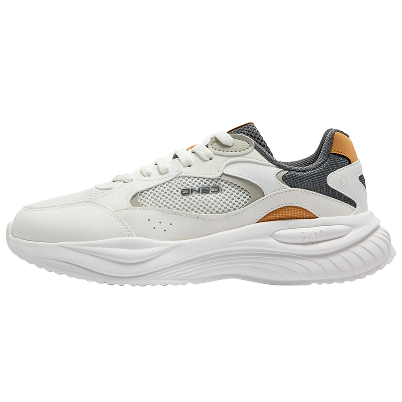 361°运动鞋男士新款软底轻便休闲鞋网面透气跑步鞋子男鞋 羽毛白/石墨灰 39码