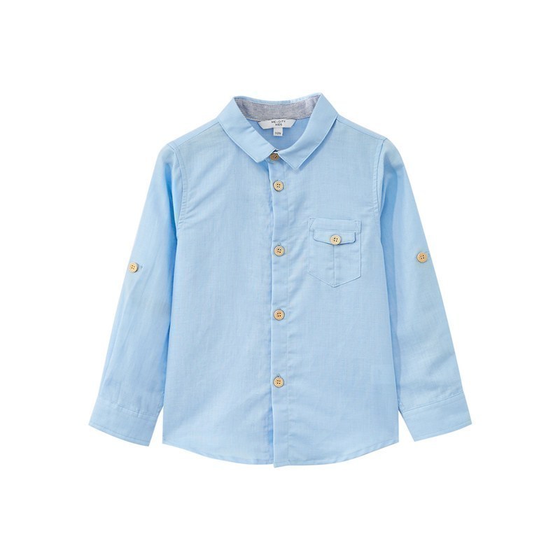 【好货直降价:119】米喜迪mecity童装20春新款男童棉麻长袖衬衫儿童