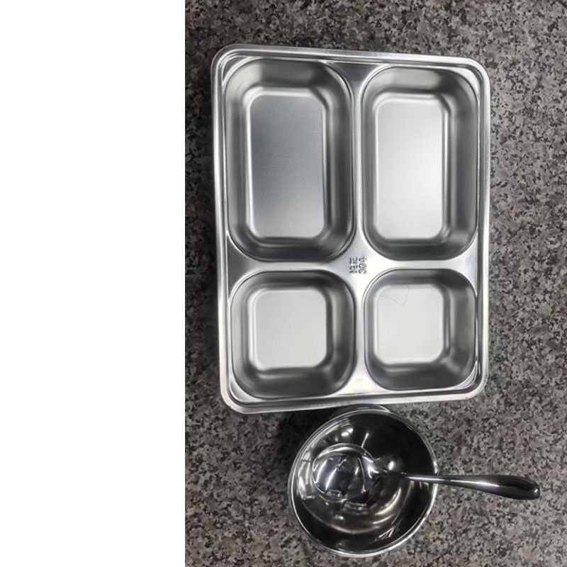 蓝枫304不锈钢餐盘+碗+勺子+筷子高清大图