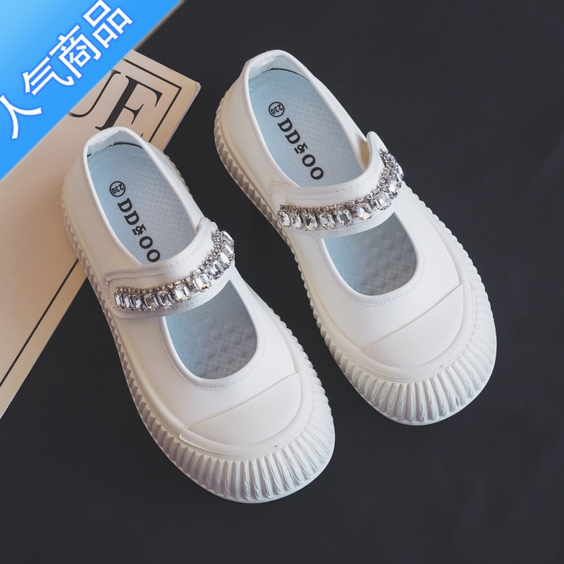 SUNTEK夏季厚底魔术贴帆布鞋女2023新款夏款一脚蹬布鞋玛丽珍单鞋板鞋子