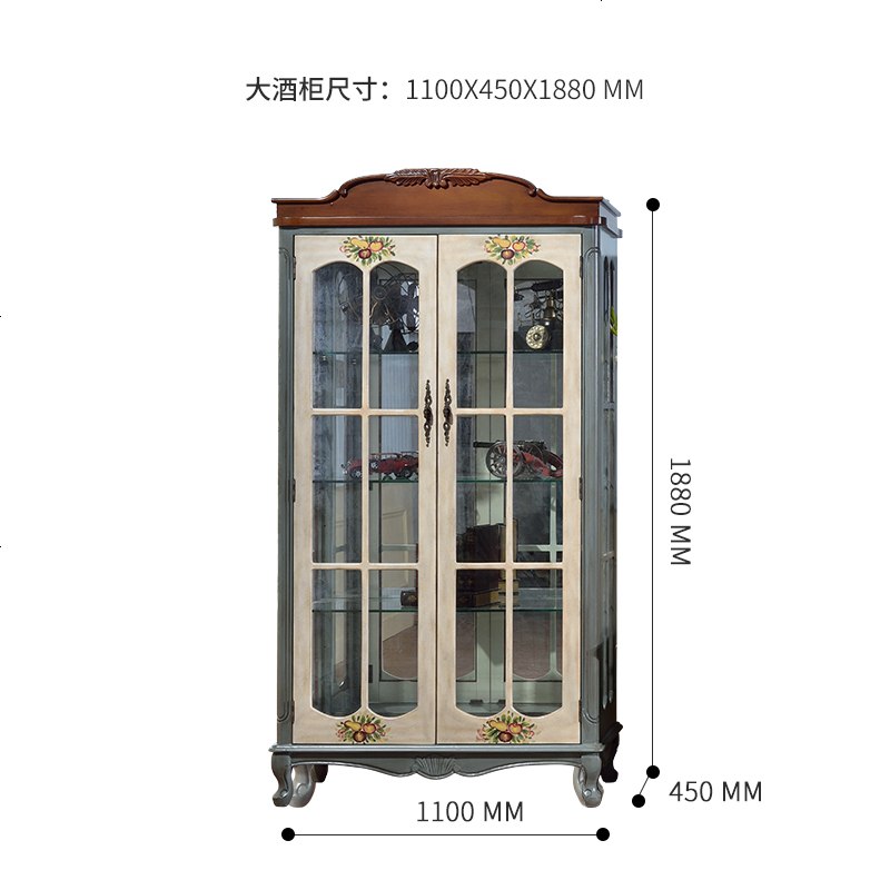 美式实木彩绘电视柜茶几组合客厅成套家具套装组合小户型全屋全套 组装_大酒柜_框架结构